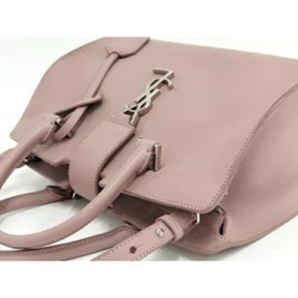 YVES SAINT LAURENT Baby Cabas Shoulder Bag Leather Pink Beige - Picture 3 of 9